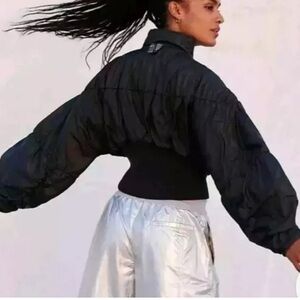 Free People Movement Black Glitz Blitz Bomber Jacket Size S - New